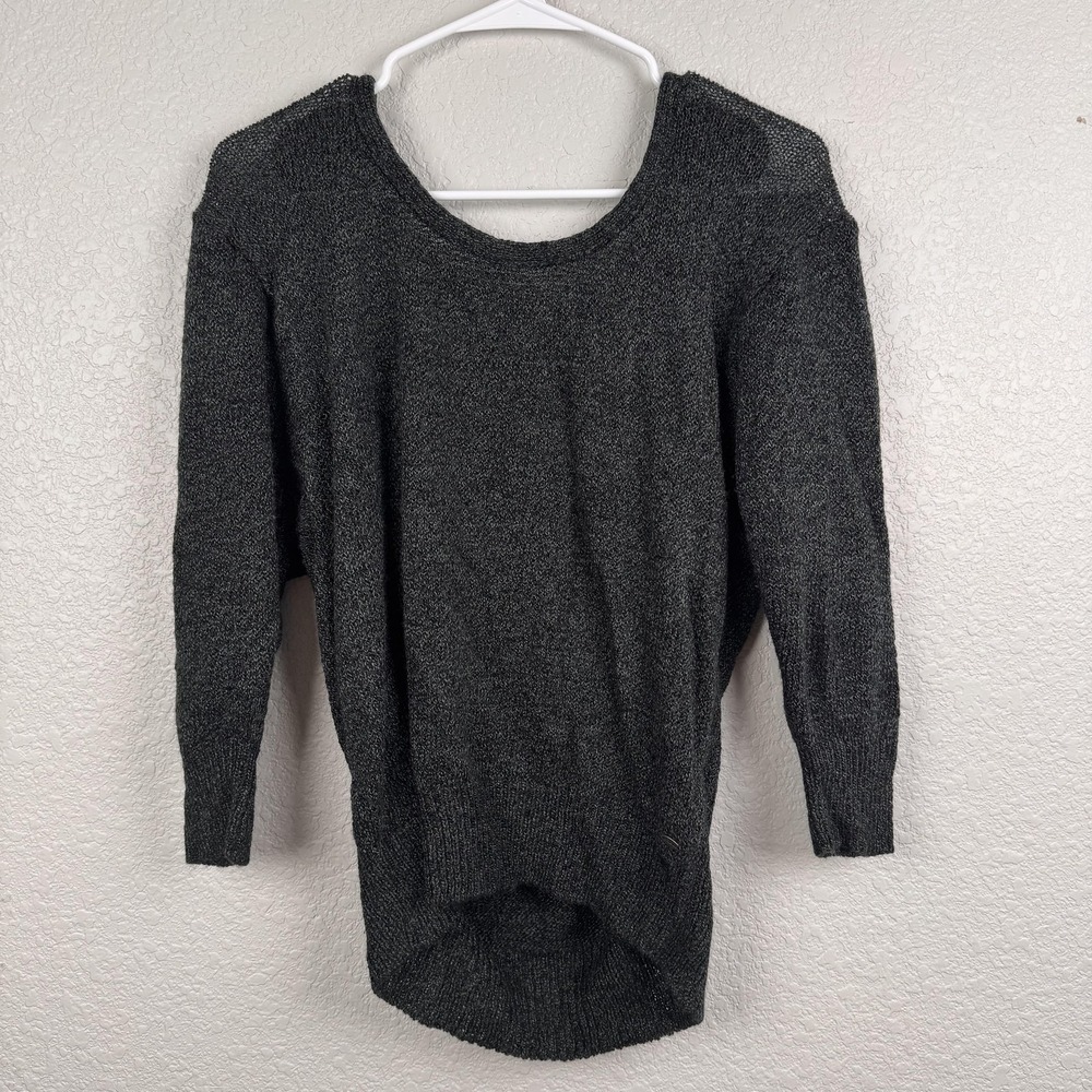 O'Neill Sweater Womens XL Charcoal Gray Knit High Low Hem Dolman Tunic Pullover